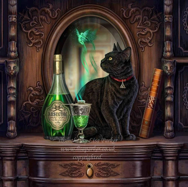 Absinthe Cat Figurine by Lisa Parker