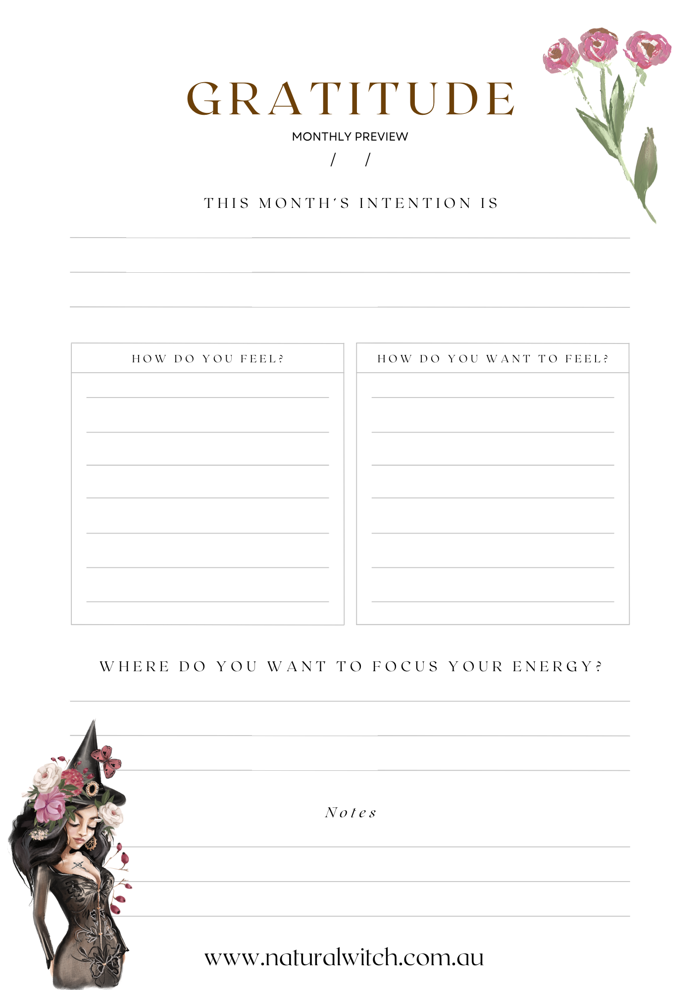 Natural Witch Daily & Monthly Gratitude Journal
