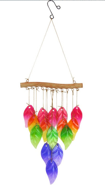Coloured Glass Leaf Wind Chime