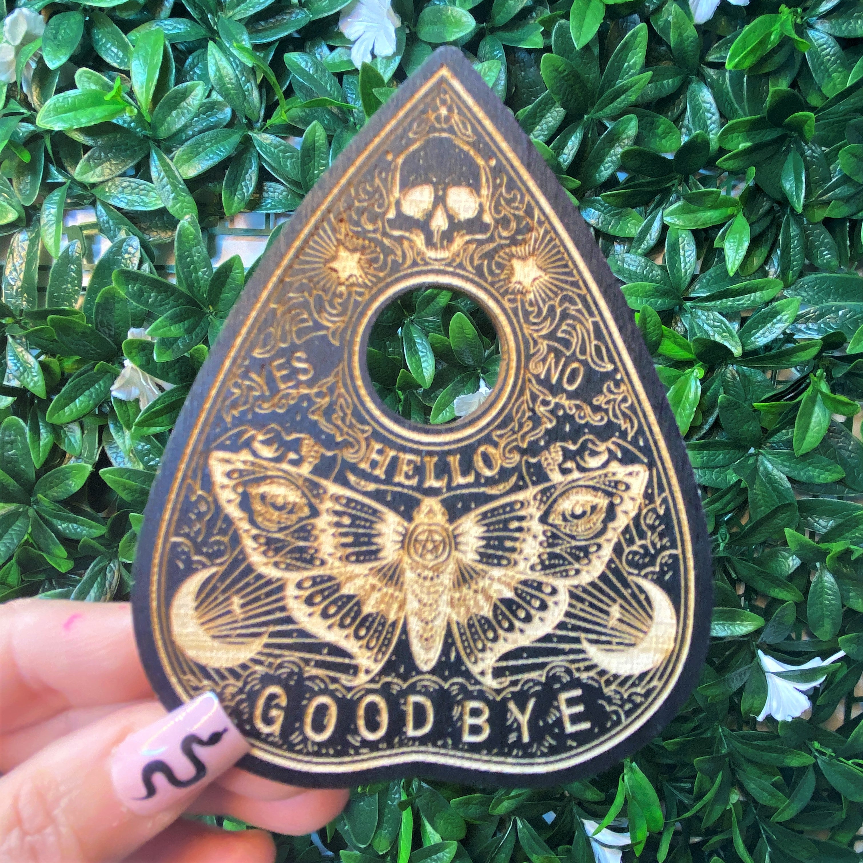 Crystal Ball Ouija Spirit Board with large Moth Planchette