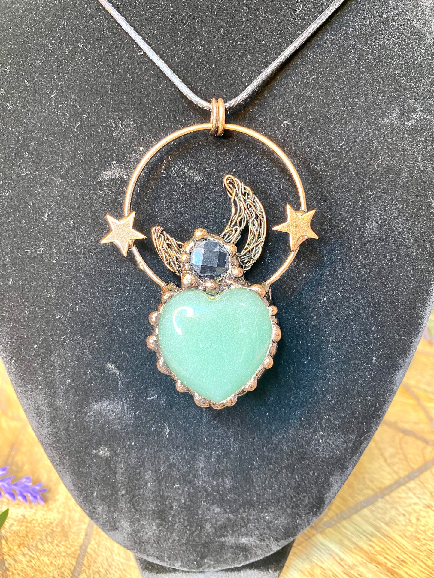 Witchy Black Obsidian and Green Aventurine Necklace