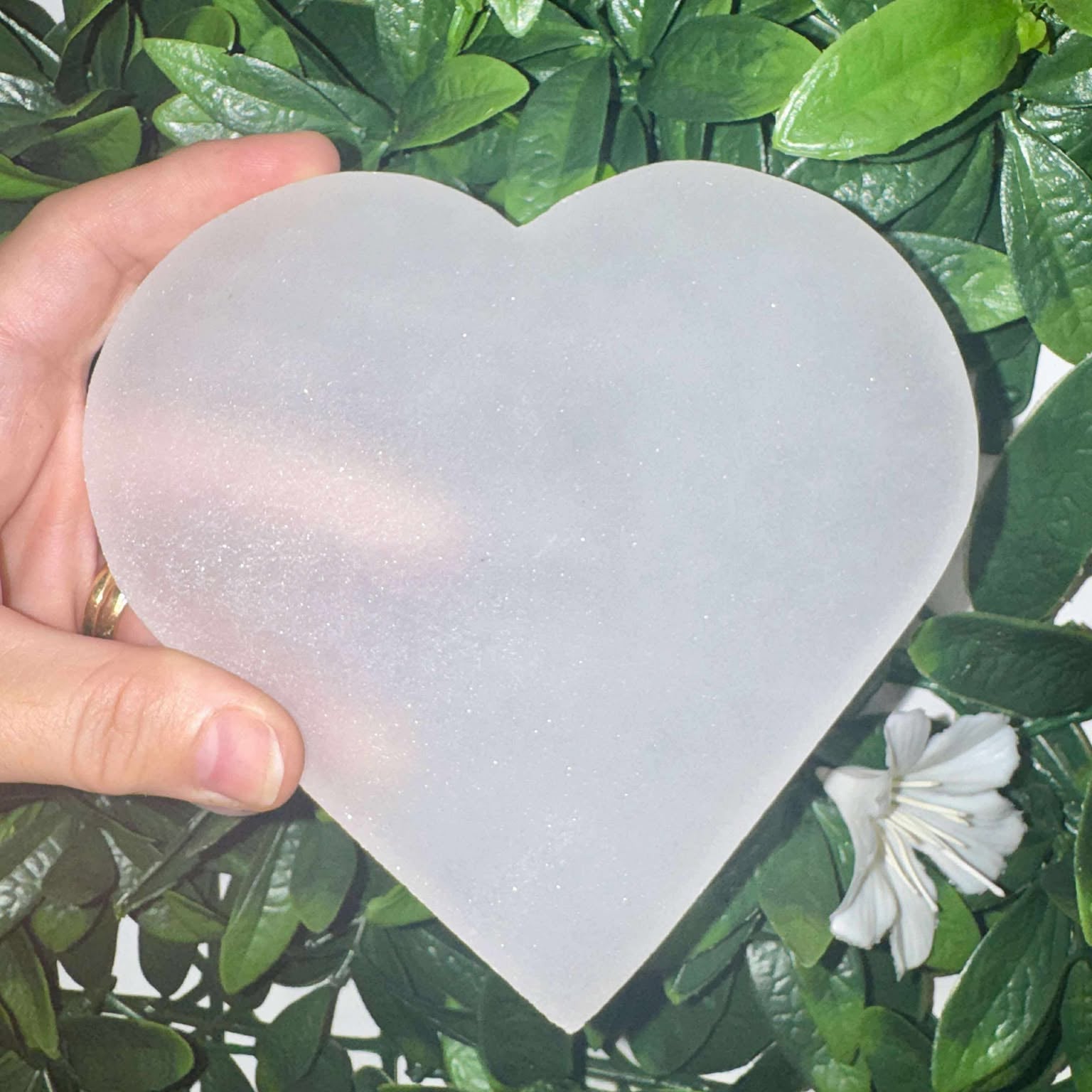 Selenite Heart Flat