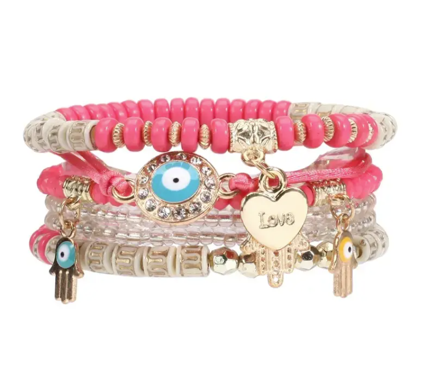 Evil Eye Bead Bracelet Set