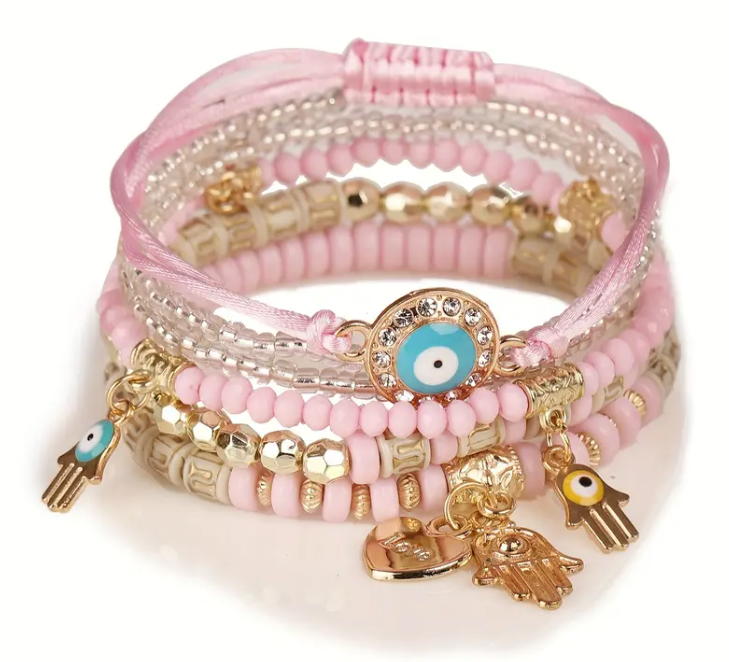 Evil Eye Bead Bracelet Set