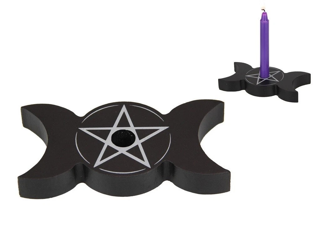 Triple Moon Pentacle Candle Holder