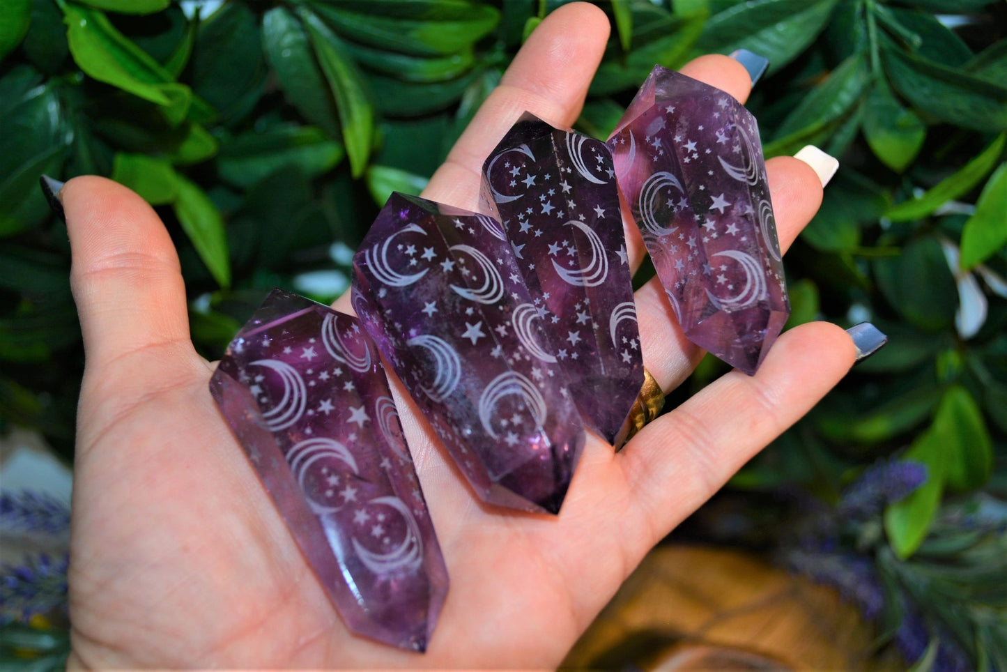 Amethyst Double Terminated Point - Moon & Stars