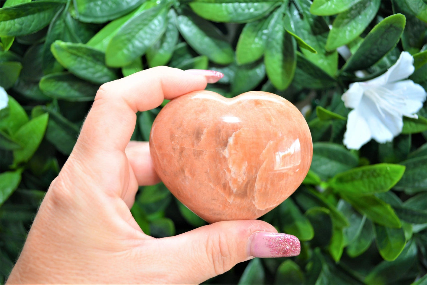 Peach Moonstone Heart Medium