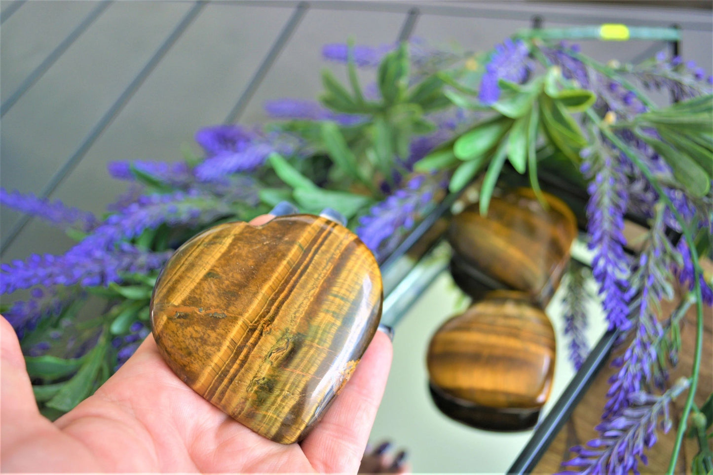 Tigers Eye Heart - Crystal Flat Heart Large