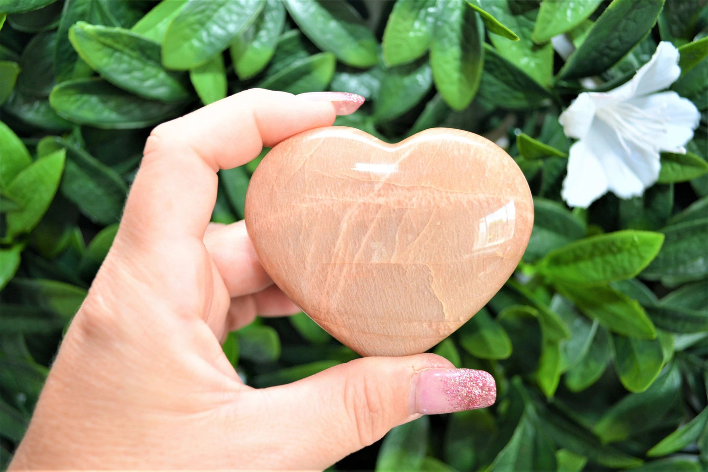 Peach Moonstone Heart Medium