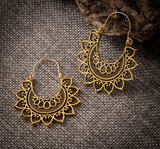 Mini Hearts Boho Drop Earrings - Gold Plated
