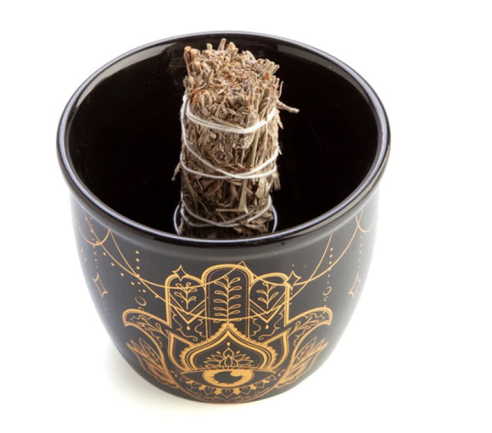 Wild Scents Hamsa Ceramic Smudge Bowl