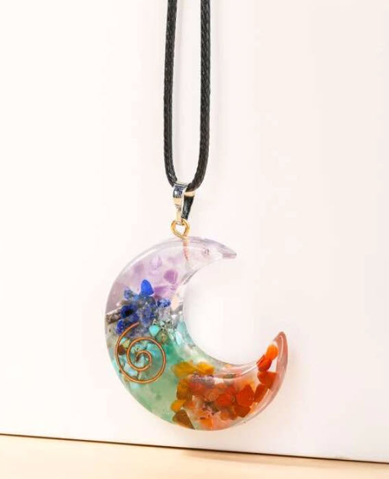 Chakra Moon with Copper Coil Necklace