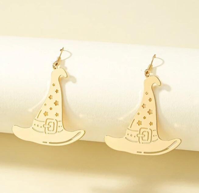 Golden Witch Hat Earrings