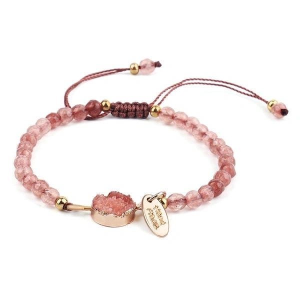Druzy Rose Quartz Beaded Bracelet