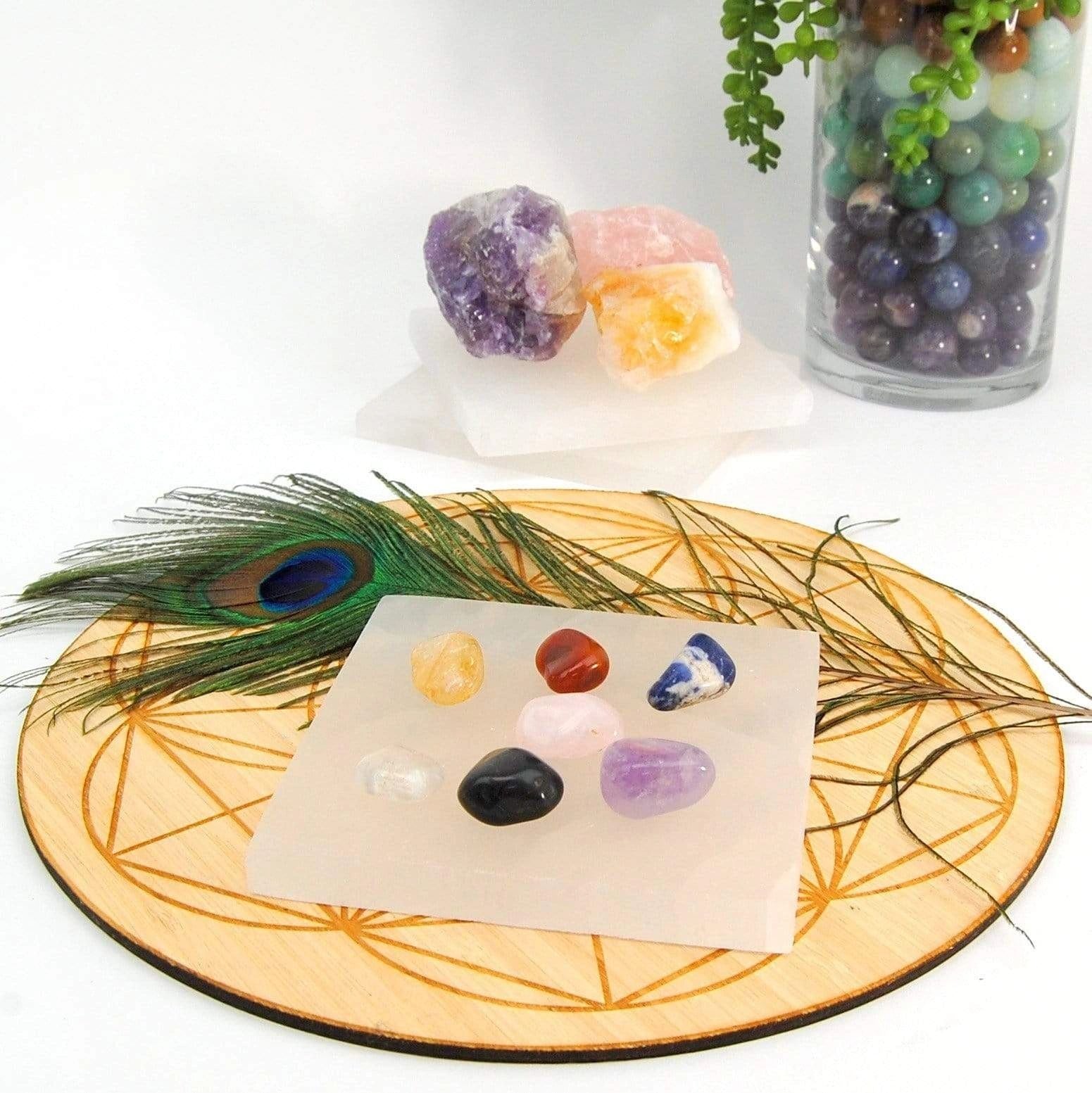 Selenite Charging Plate - Square Stone Slice - 14cm