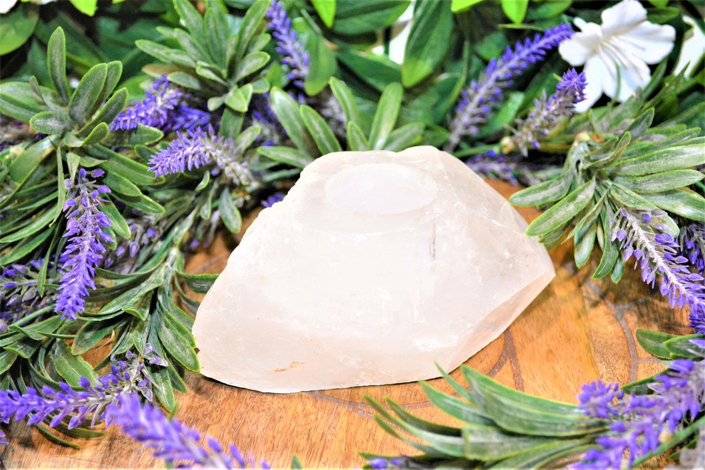 Clear Quartz Tea Light Candle Holder