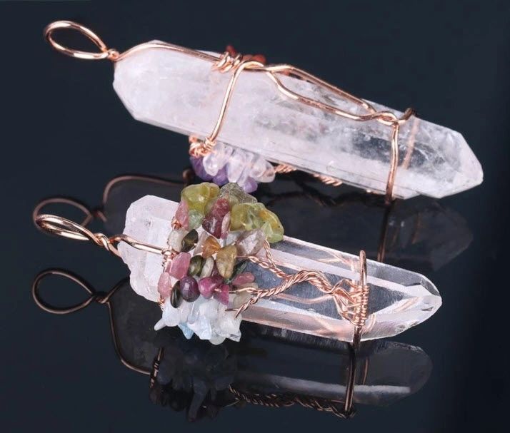 Tree of Life Chakra Clear Quartz Healing Energy Pendant