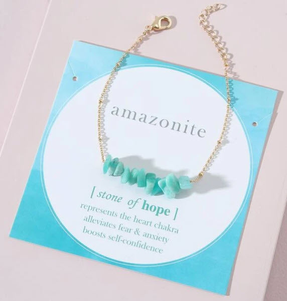 Amethyst or Amazonite Gold Plated Chain Bracelet