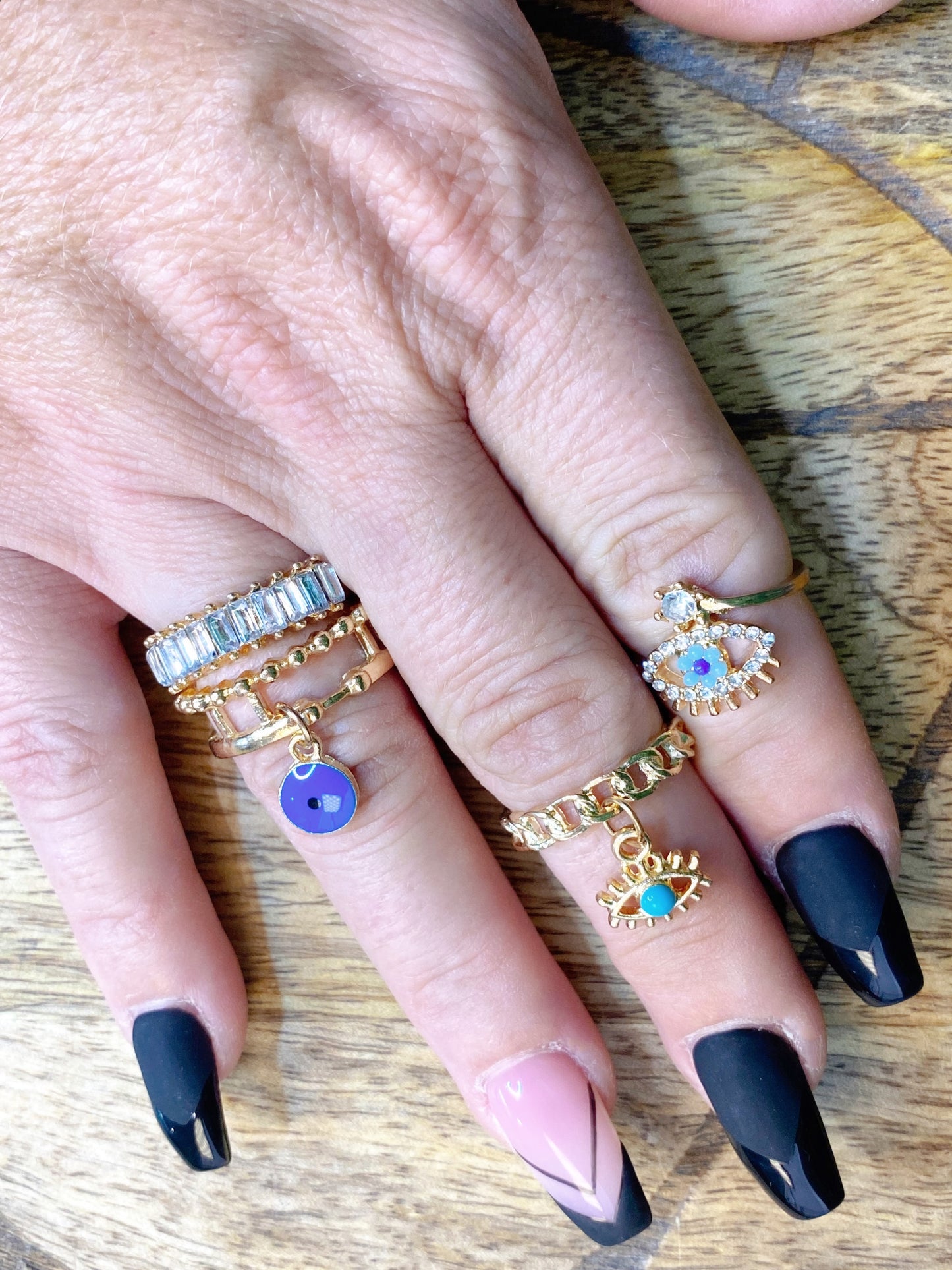 Evil Eye Ring Dress Ring Set