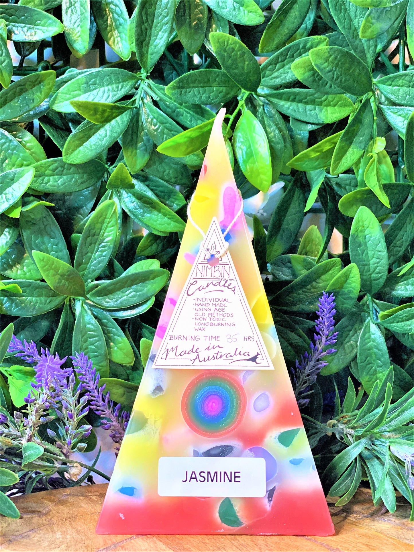 Multi Coloured Pyramid Candles - Lemon Grass, Jasmine, Lavender, Sandalwood - Nimbin Candles