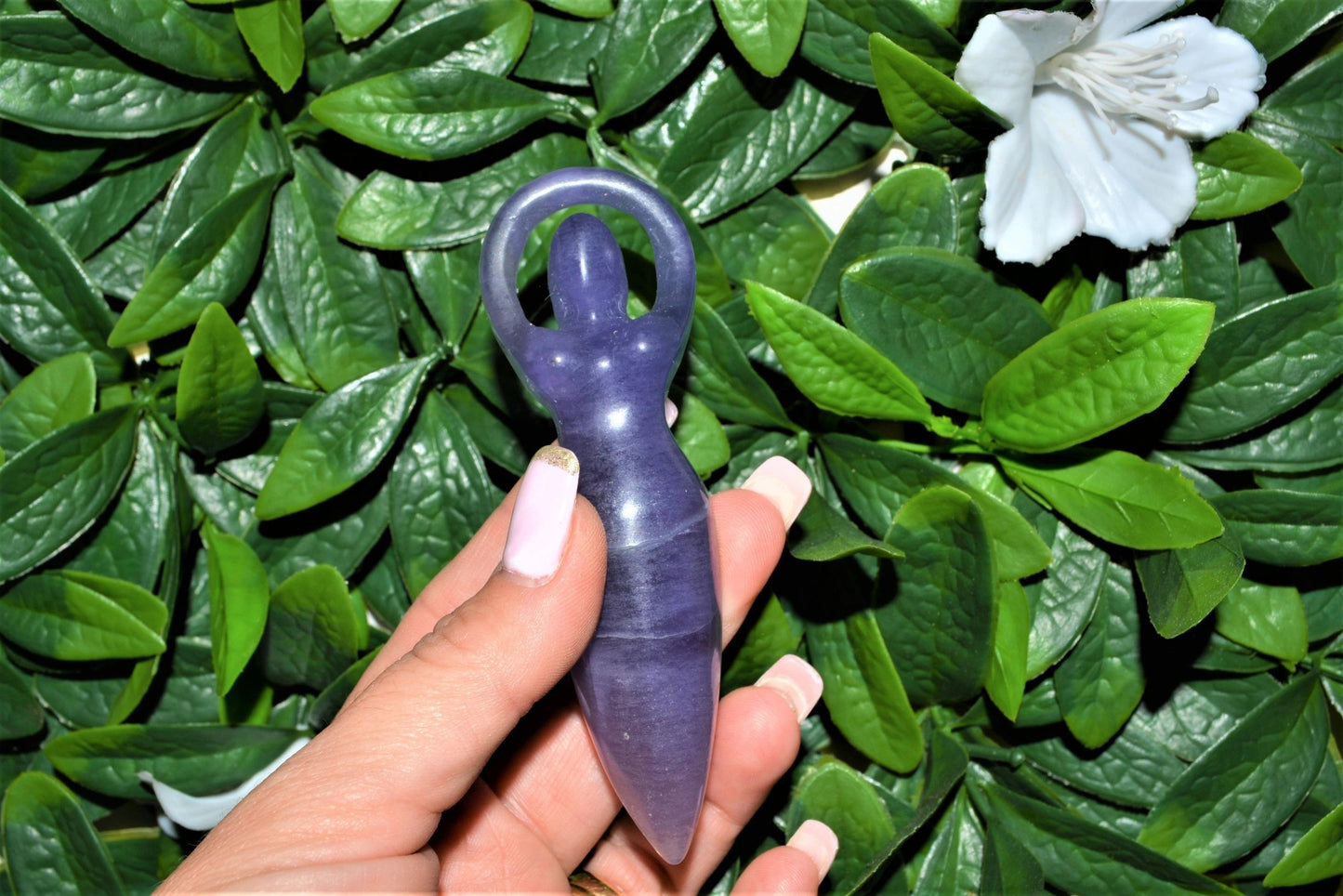 Fluorite Carved Goddess Totem - Flat