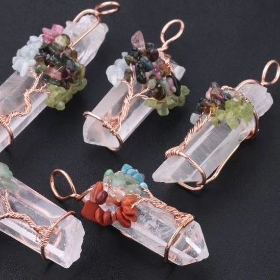 Tree of Life Chakra Clear Quartz Healing Energy Pendant