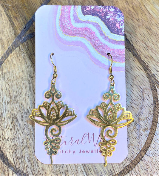 Gold Lotus Flower Earrings