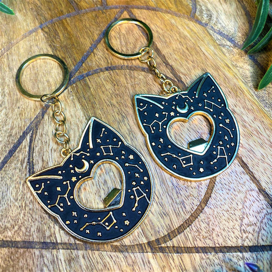 Astrology Cat Key Ring Bottle Opener