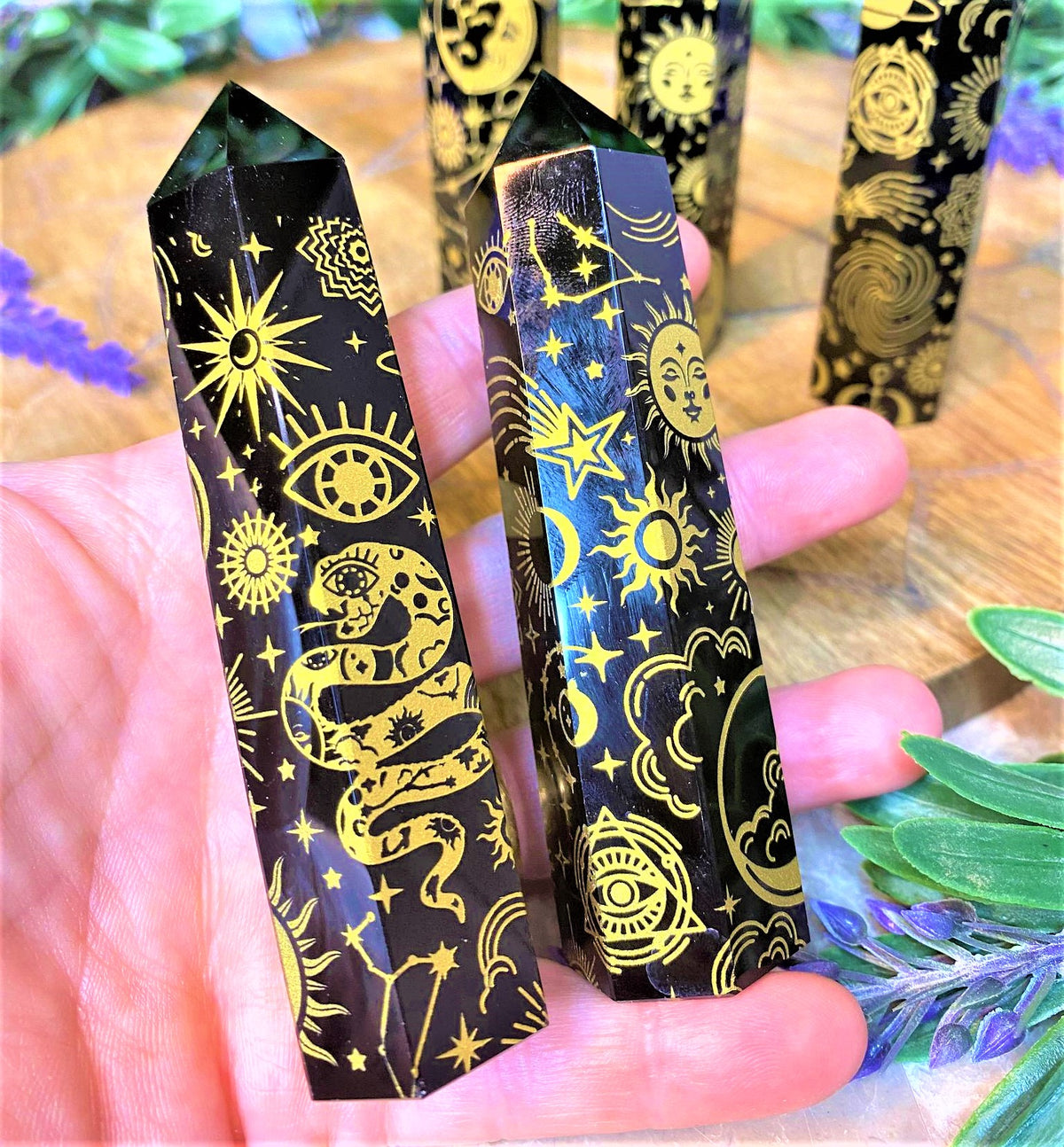 Black Obsidian Tower - Moon & Stars