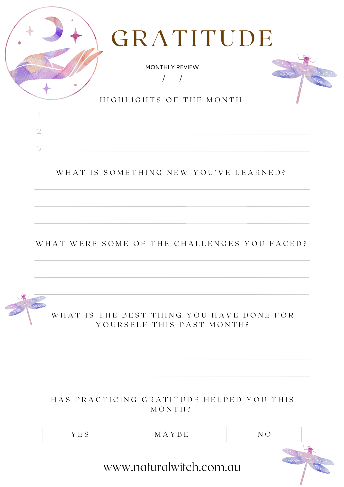 Natural Witch Daily & Monthly Gratitude Journal