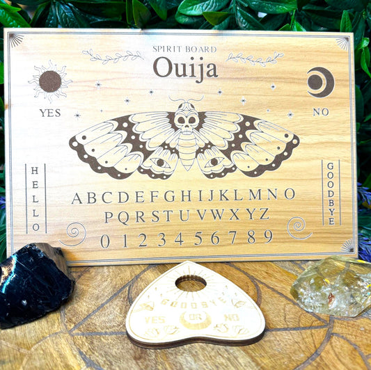Death Moth Ouija Spirit Board with large Goodbye Planchette