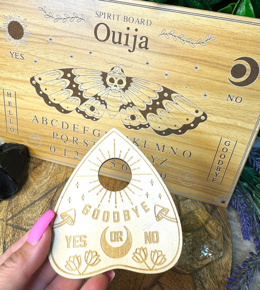 Death Moth Ouija Spirit Board with large Goodbye Planchette