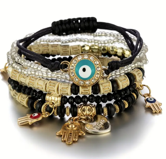 Evil Eye Bead Bracelet Set