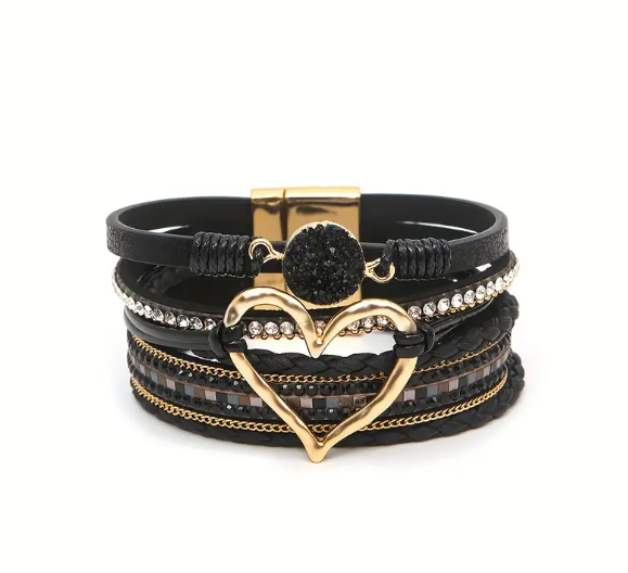 Druzy Heart Wrap Bracelet