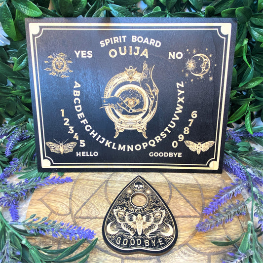 Crystal Ball Ouija Spirit Board with large Moth Planchette