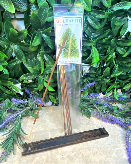 Moldavite Incense Sticks, Incense Board & Specimen