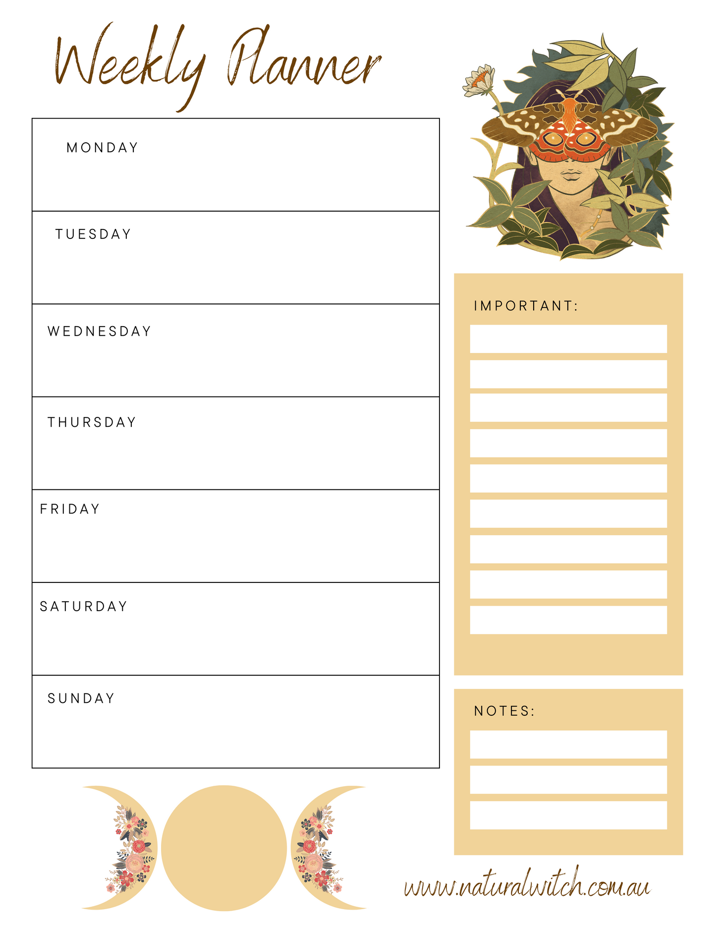 Natural Witch Weekly Planner