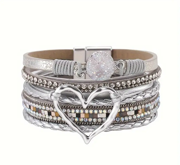 Druzy Heart Wrap Bracelet