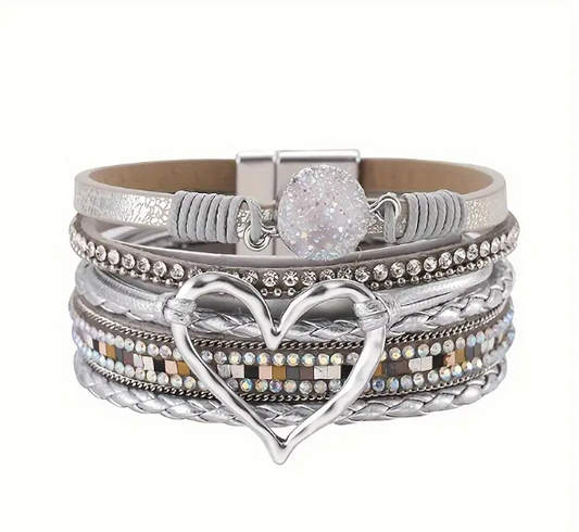 Druzy Heart Wrap Bracelet