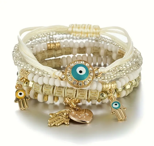 Evil Eye Bead Bracelet Set