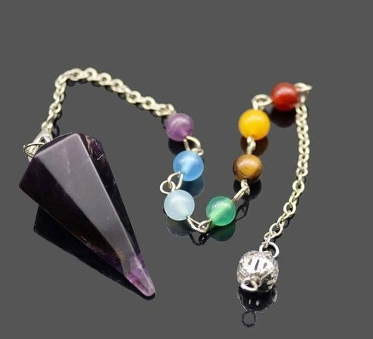 7 Chakra Crystal Amethyst Pendulum