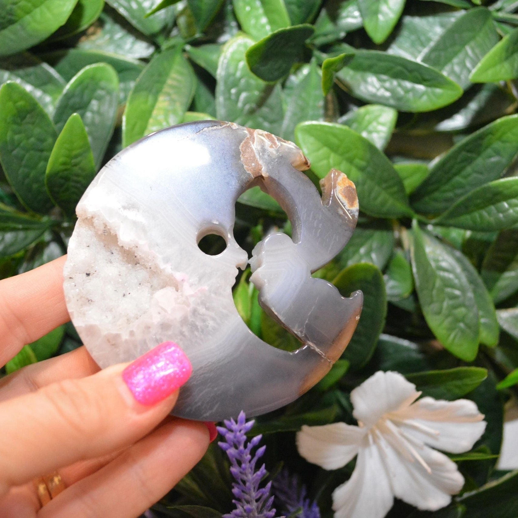 Fairy on Moon - Agate with Druzy