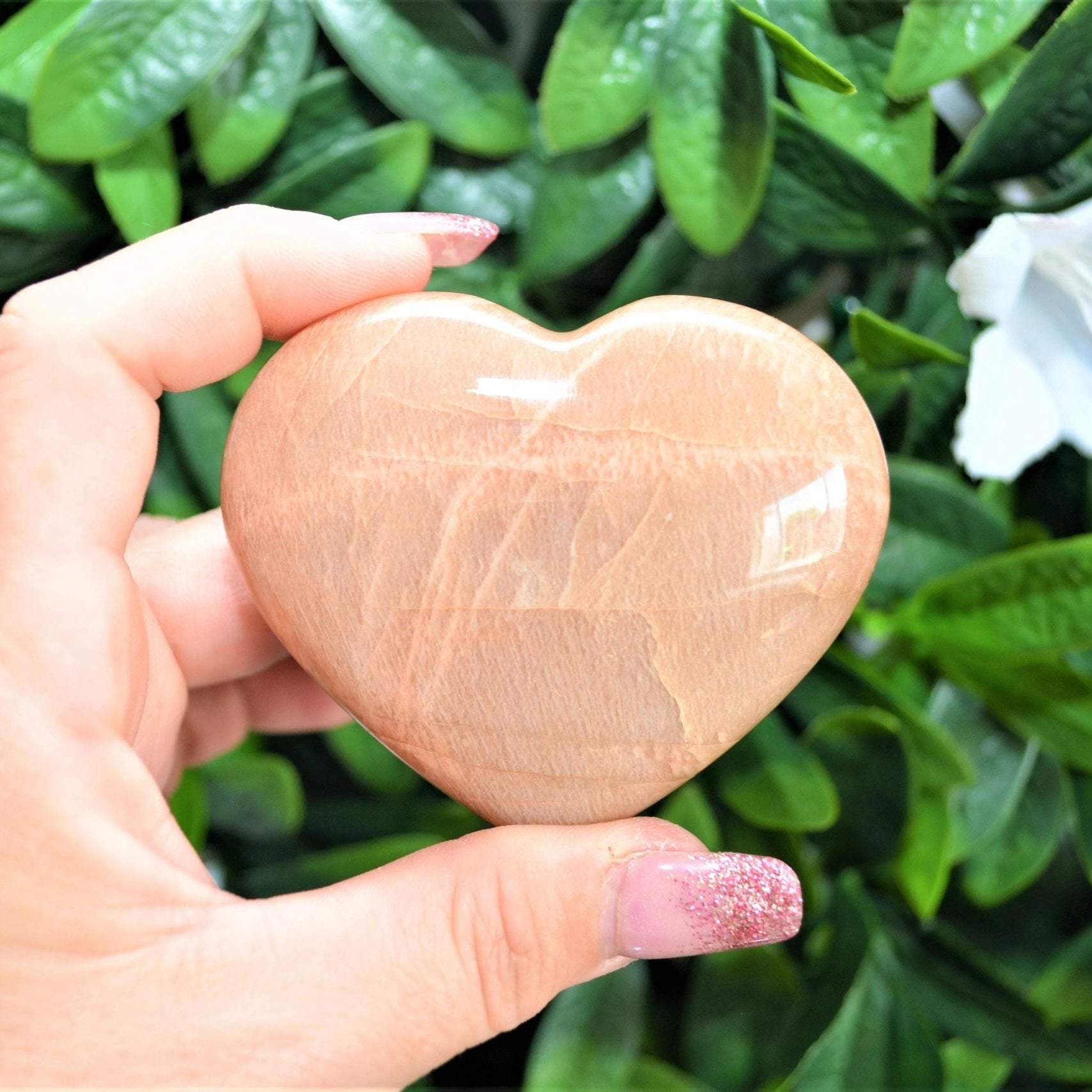 Peach Moonstone Heart