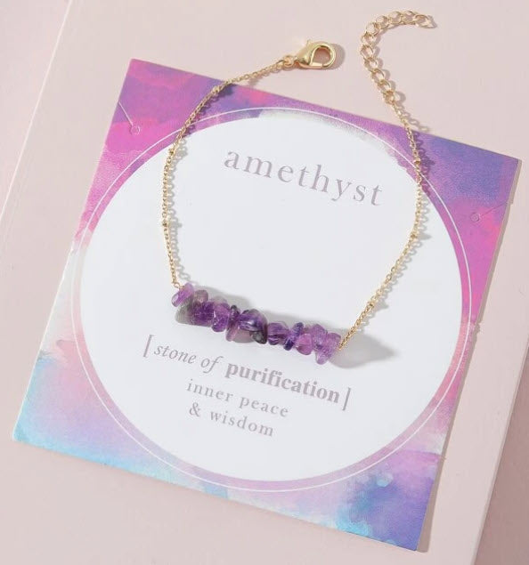 Amethyst or Amazonite Gold Plated Chain Bracelet