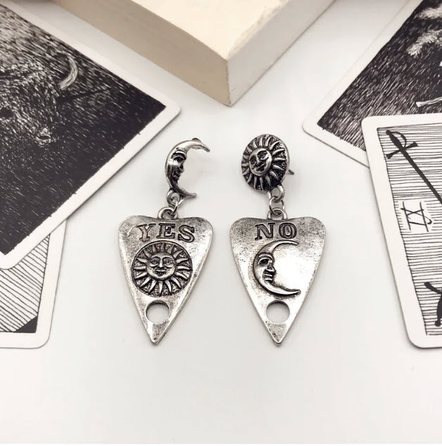 Antique Style Yes No Planchette Earrings