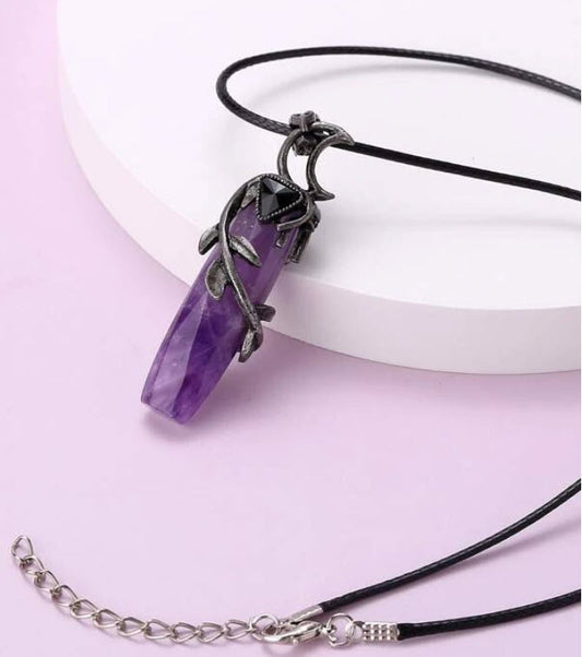 Amethyst Moon Pendant Necklace