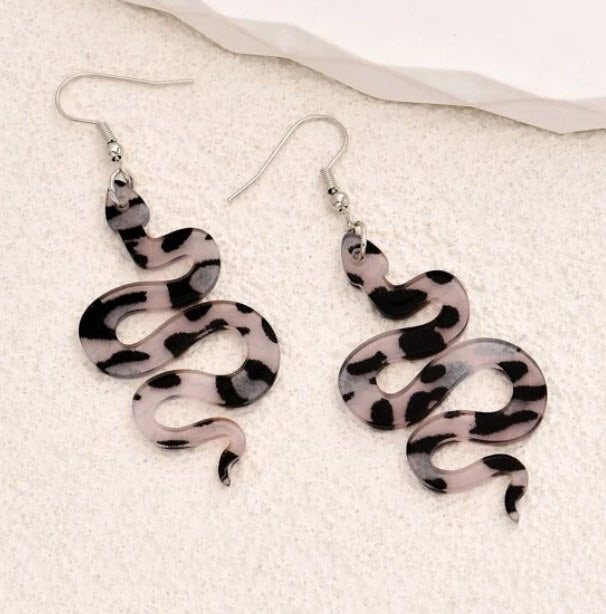 Black Patch Snake Witchy Earrings