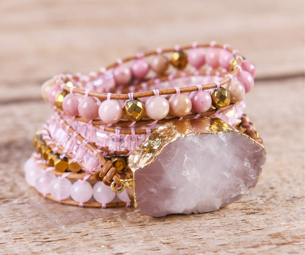 Rose quartz sales and rhodonite bracelet