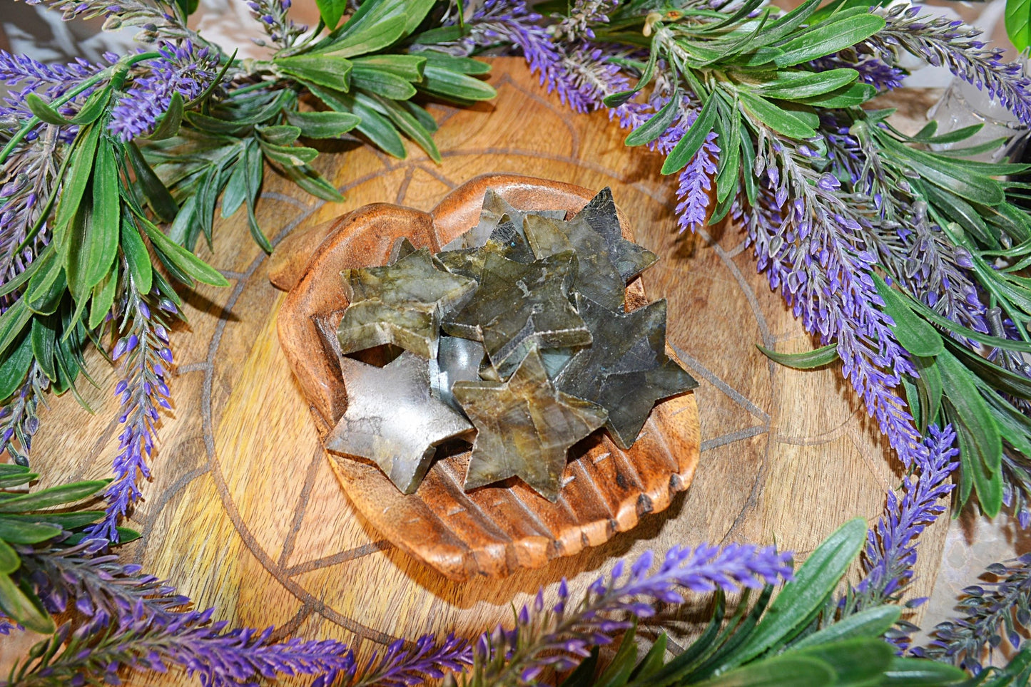 Labradorite Gemstone Star Shaped Slice