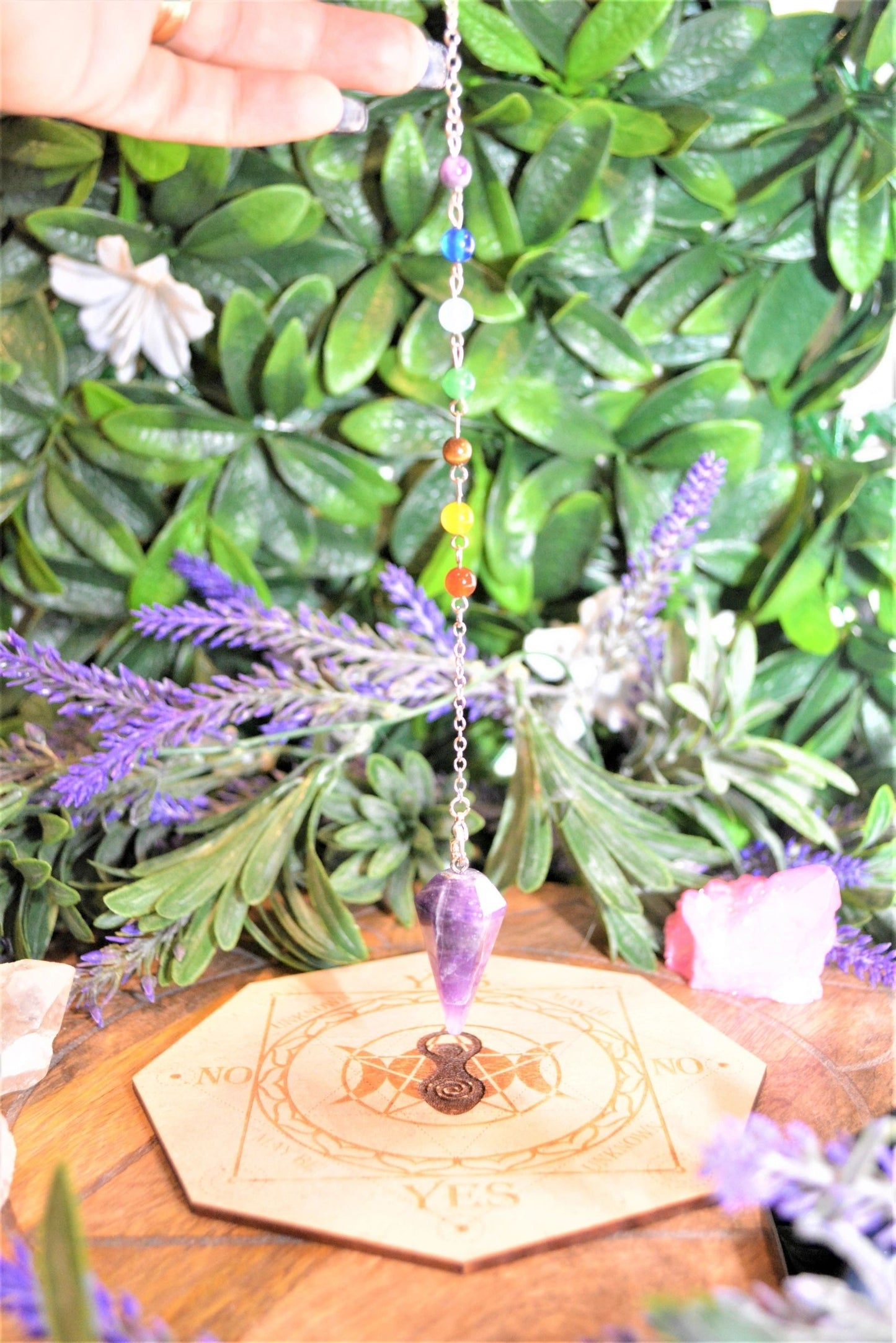 7 Chakra Crystal Amethyst Pendulum